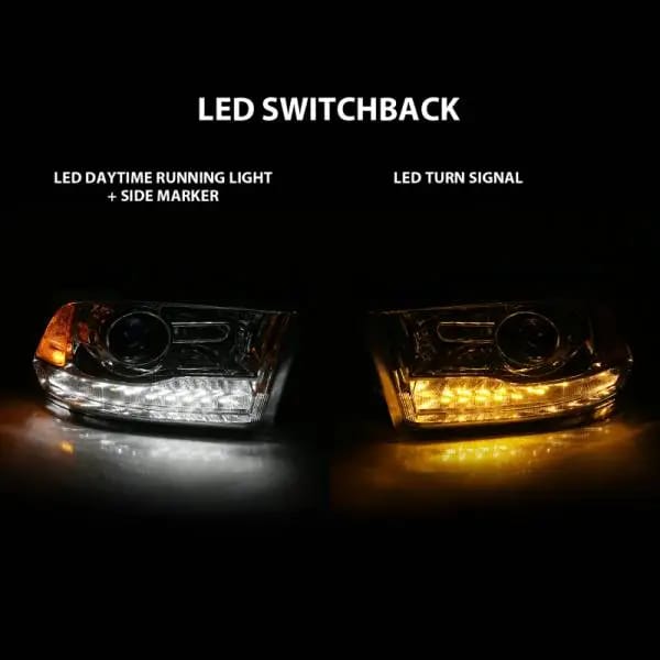 ANZO 2009-2018 Dodge Ram 1500 Projector Plank Style Switchback H.L Halo Chrome Amber (OE Style) thumbnail 9