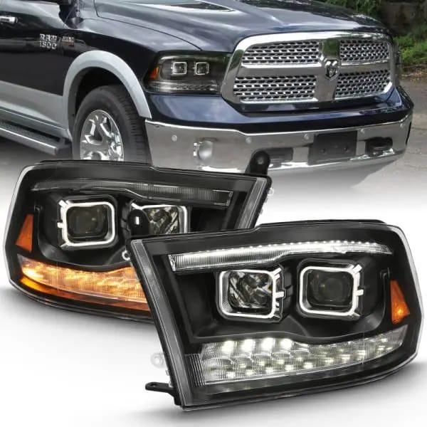 ANZO 2009-2018 Dodge Ram 1500 Projector H.L. Switchback Black Amber thumbnail 2