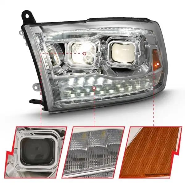 ANZO 2009-2018 Dodge Ram 1500 Projector H.L. Switchback Black Amber thumbnail 4