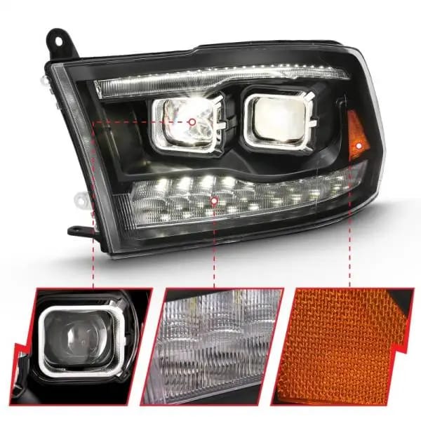 ANZO 2009-2018 Dodge Ram 1500 Projector H.L. Switchback Chrome Amber thumbnail 4