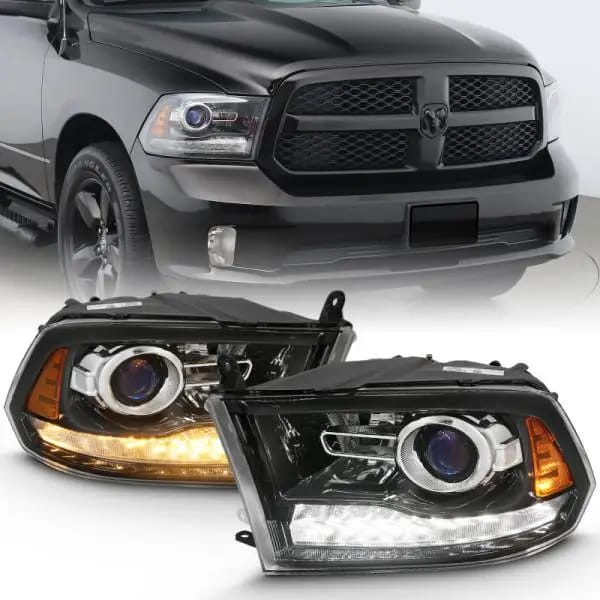 ANZO 2009-2018 Dodge Ram 1500 Projector Plank Style Switchback H.L Halo Black Amber (OE Style) thumbnail 5