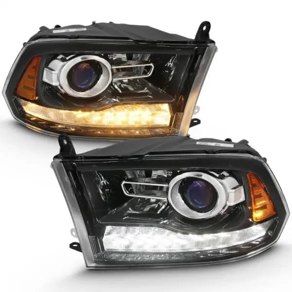 ANZO 2009-2018 Dodge Ram 1500 Projector Plank Style Switchback H.L Halo Black Amber (OE Style) thumbnail 7