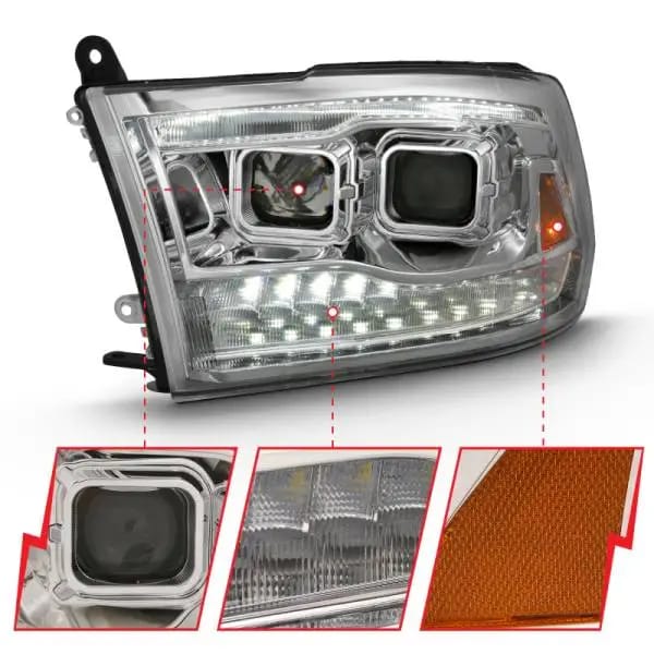 ANZO 2009-2018 Dodge Ram 1500 Projector H.L. Switchback Chrome Amber thumbnail 11