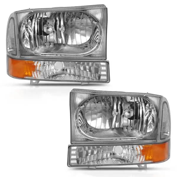 ANZO 2000-2004 Ford Excursion Crystal Headlight w/ Corner Light Chrome Amber (w/o Bulb) thumbnail 3
