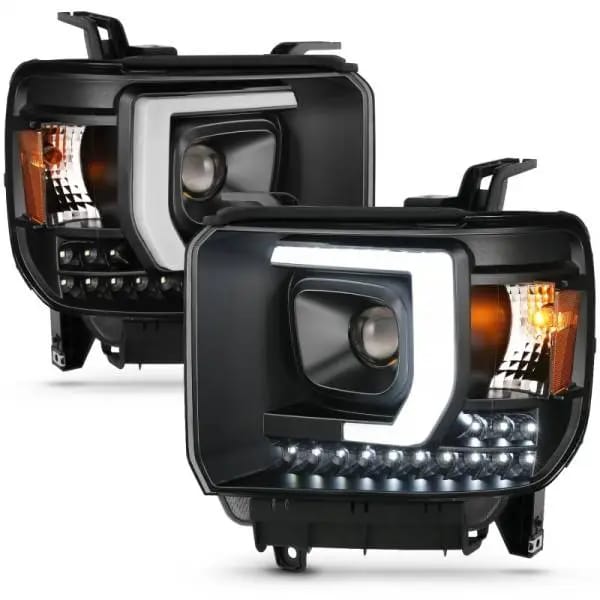 ANZO 2014-2015 GMC Sierra 1500HD Projector Plank Style Headlight Black W/ DRL thumbnail 3