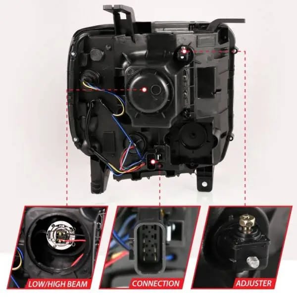 ANZO 2014-2015 GMC Sierra 1500HD Projector Plank Style Headlight Black W/ DRL thumbnail 5