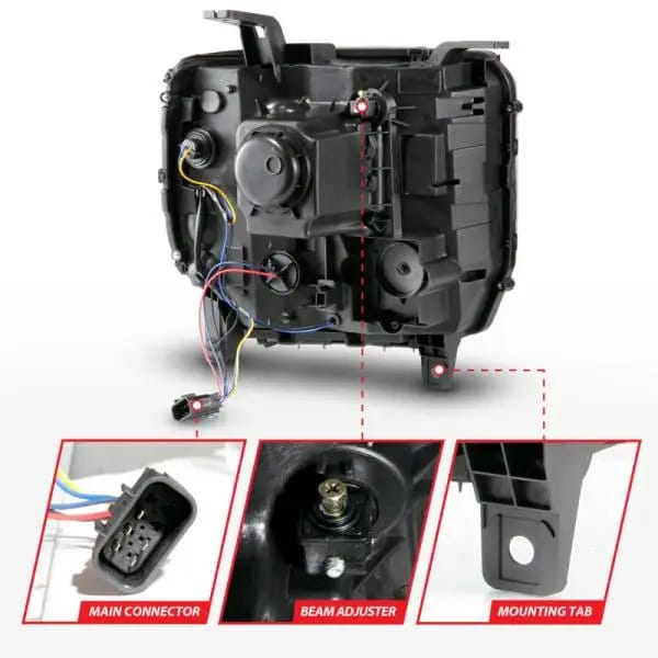 ANZO 2014-2015 GMC Sierra 1500HD Projector Plank Style Headlight Black W/ DRL thumbnail 11