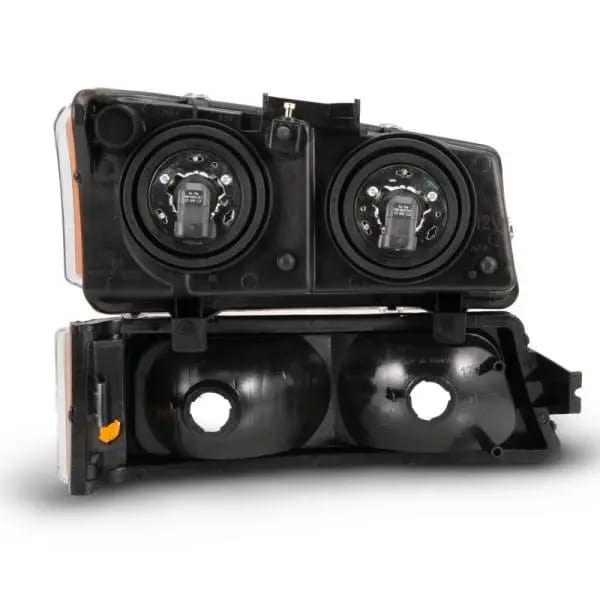 ANZO 2003-2006 Chevy Silverado Crystal Headlight w/ Signal Light Black Amber (4 pcs) thumbnail 2