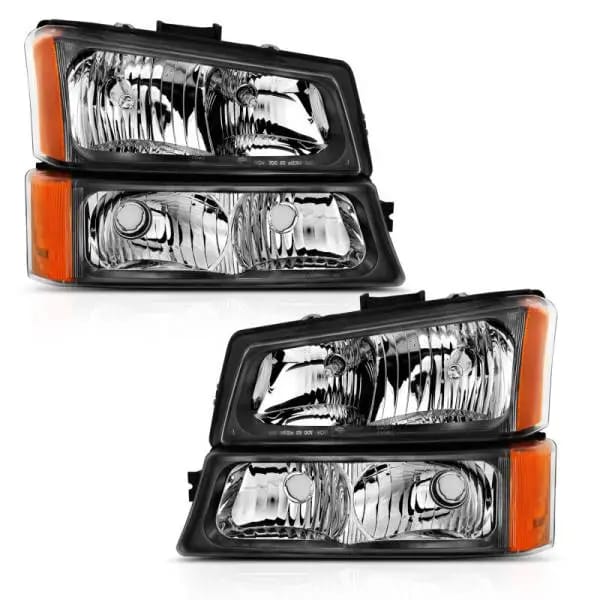 ANZO 2003-2006 Chevy Silverado Crystal Headlight w/ Signal Light Black Amber (4 pcs) thumbnail 3