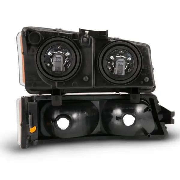ANZO 2003-2006 Chevy Silverado Crystal Headlight w/ Signal Light Black Amber (4 pcs) thumbnail 4