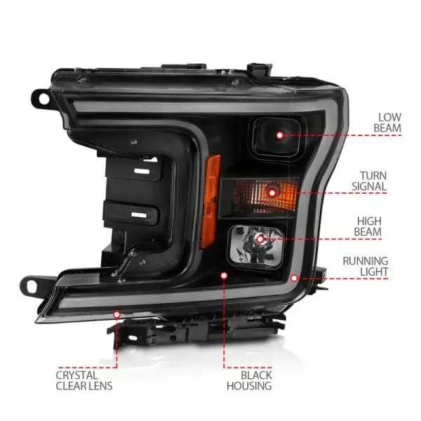 ANZO 2018-2019 Ford F-150 Projector Plank Style H.L. Black Amber (Without Switchback) thumbnail 4