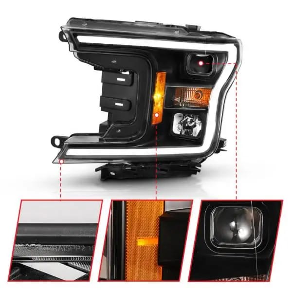 ANZO 2018-2019 Ford F-150 Projector Plank Style H.L. Black Amber (Without Switchback) thumbnail 8