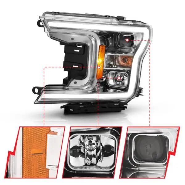 ANZO 2018-2019 Ford F-150 Projector Plank Style H.L. Chrome Amber (Without Switchback) thumbnail 3