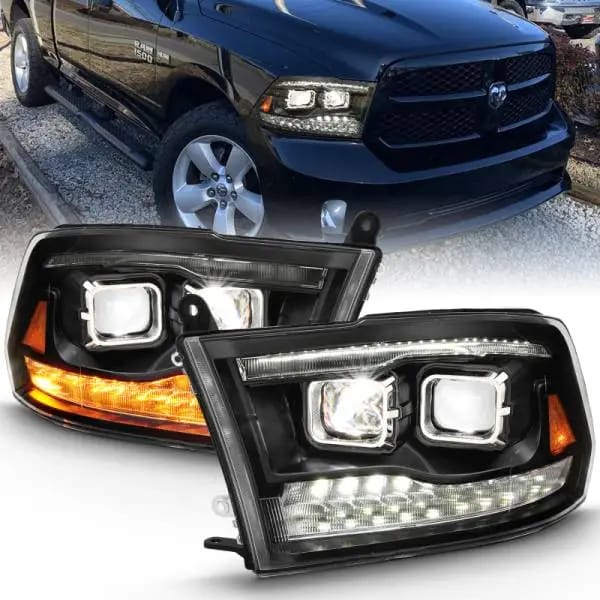 ANZO 2009-2018 Dodge Ram 1500 Led Projector Plank Style Switchback H.L Halo Black Amber (OE Style) thumbnail 5