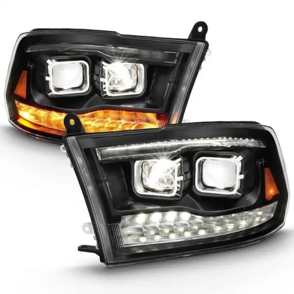 ANZO 2009-2018 Dodge Ram 1500 Led Projector Plank Style Switchback H.L Halo Black Amber (OE Style) thumbnail 7