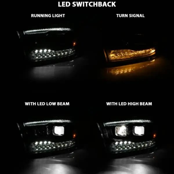 ANZO 2009-2018 Dodge Ram 1500 Led Projector Plank Style Switchback H.L Halo Black Amber (OE Style) thumbnail 14