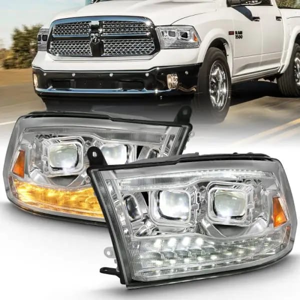 ANZO 2009-2018 Dodge Ram 1500 Led Projector Plank Style Switchback H.L Halo Chrome Amber (OE Style) thumbnail 5