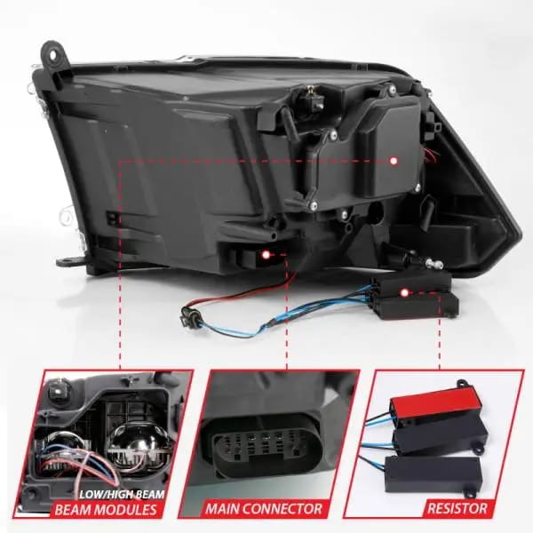 ANZO 2009-2018 Dodge Ram 1500 Led Projector Plank Style Switchback H.L Halo Chrome Amber (OE Style) thumbnail 11