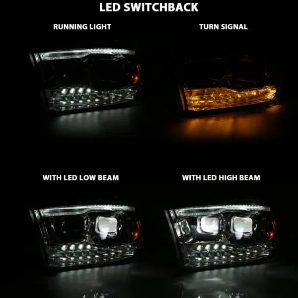 ANZO 2009-2018 Dodge Ram 1500 Led Projector Plank Style Switchback H.L Halo Chrome Amber (OE Style) thumbnail 14