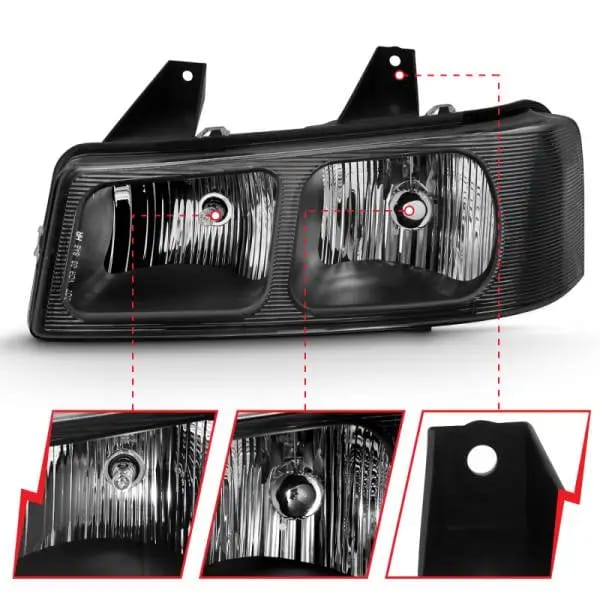 ANZO 2003-2017 Chevy Express Crystal Headlight Black thumbnail 2