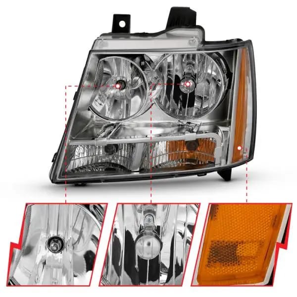 ANZO 2007-2014 Chevy Tahoe Crystal Headlight Chrome Amber(OE) thumbnail 3