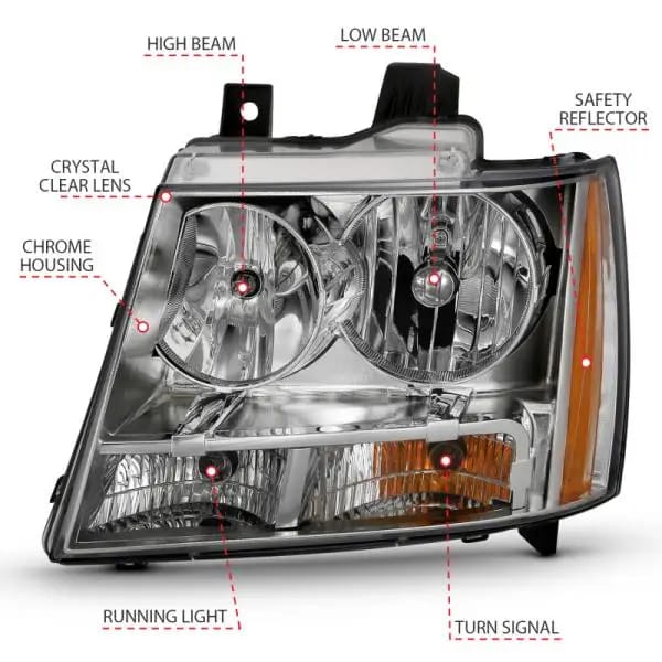 ANZO 2007-2014 Chevy Tahoe Crystal Headlight Chrome Amber(OE) thumbnail 4