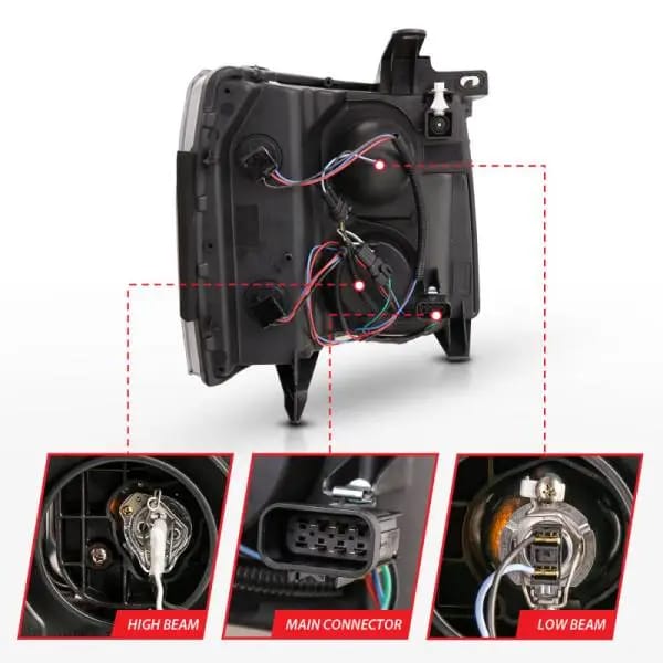 ANZO 07-13 Chevrolet Silverado 3500 Projector Headlights - Black Amber thumbnail 8