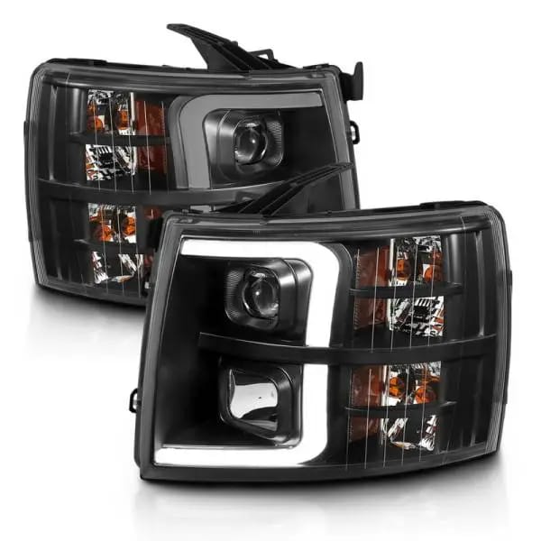 ANZO 07-13 Chevrolet Silverado 3500 Projector Headlights - Black Amber thumbnail 10