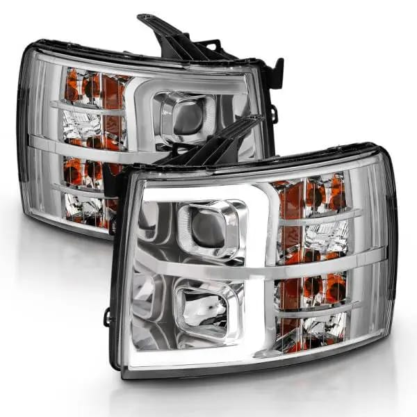 ANZO 2007-2013 Chevy Silverado 1500 Projector Plank Style Chrome Amber thumbnail 2
