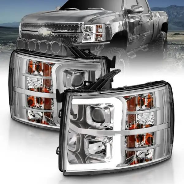 ANZO 2007-2013 Chevy Silverado 1500 Projector Plank Style Chrome Amber thumbnail 5