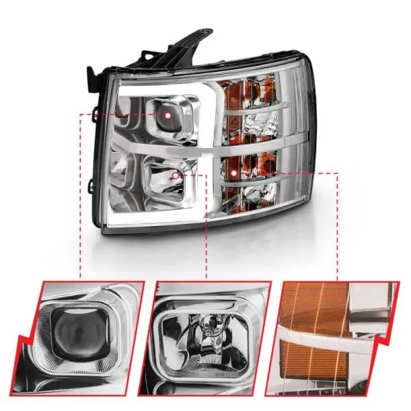 ANZO 2007-2013 Chevy Silverado 1500 Projector Plank Style Chrome Amber thumbnail 11