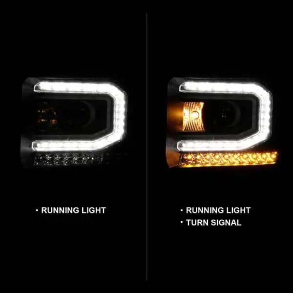 ANZO 2016-2019 GMC Sierra 1500 Projector Headlight Plank Style Black w/ Sequential Amber Signal thumbnail 9