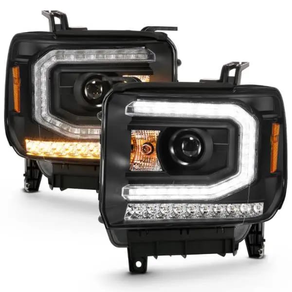 ANZO 2016-2019 GMC Sierra 1500 Projector Headlight Plank Style Black w/ Sequential Amber Signal thumbnail 14