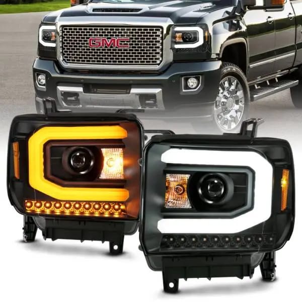 ANZO GMC SIERRA 1500 14-15 2500H/15-19 Projector Headlight Plank Style Black w/ Switchback (Halogen) thumbnail 2