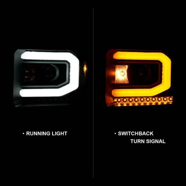 ANZO GMC SIERRA 1500 14-15 2500H/15-19 Projector Headlight Plank Style Black w/ Switchback (Halogen) thumbnail 3