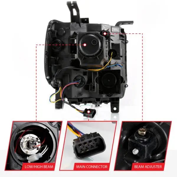 ANZO GMC SIERRA 1500 14-15 2500H/15-19 Projector Headlight Plank Style Black w/ Switchback (Halogen) thumbnail 5