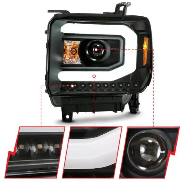 ANZO GMC SIERRA 1500 14-15 2500H/15-19 Projector Headlight Plank Style Black w/ Switchback (Halogen) thumbnail 10
