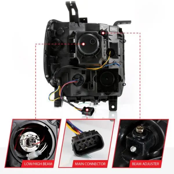 ANZO GMC SIERRA 1500 14-15 2500H/15-19 Projector Headlight Plank Style Black w/ Switchback (Halogen) thumbnail 12