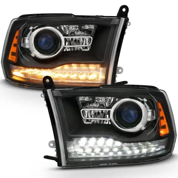 ANZO 2009-2018 Dodge Ram 1500 Projector Headlights Plank Style Halo w/Switchback Matte Black thumbnail 5