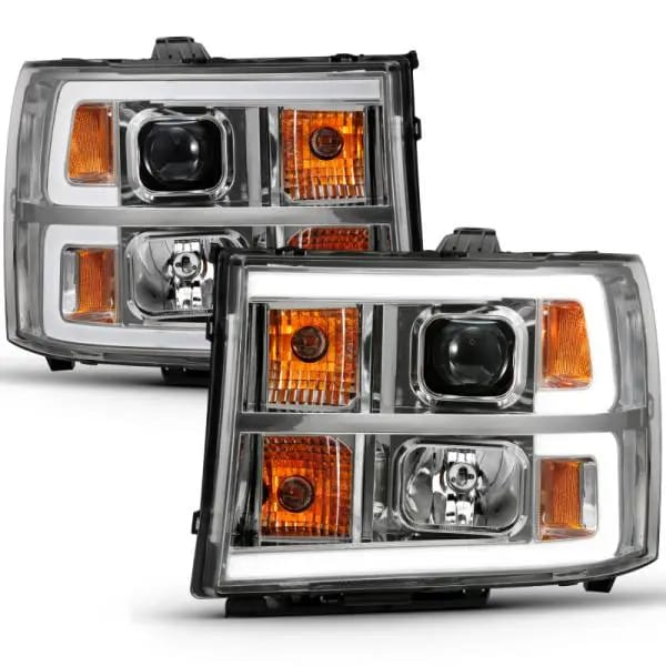 ANZO 2007-2013 GMC Sierra 1500 Projector Headlight Plank Style Chrome w/ Clear Lens Amber thumbnail 8