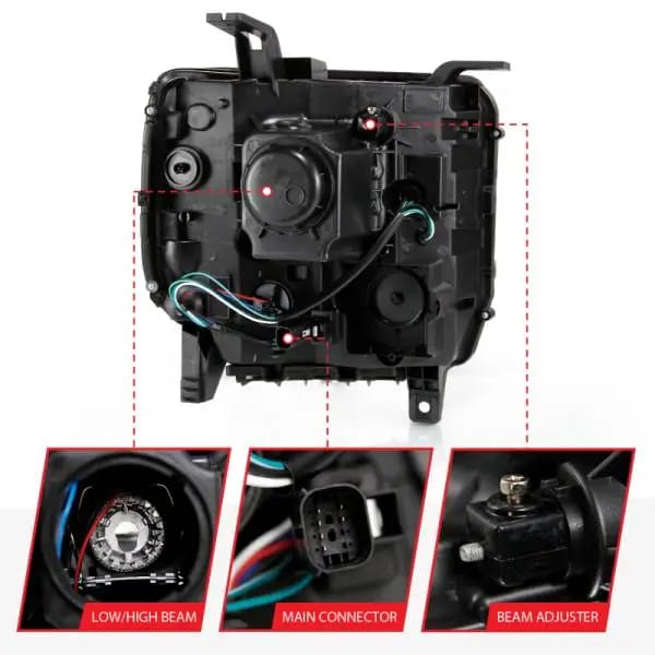 ANZO 2016-2019 GMC Sierra 1500 Projector Headlight Plank Style Black w/ Sequential Amber Signal thumbnail 5