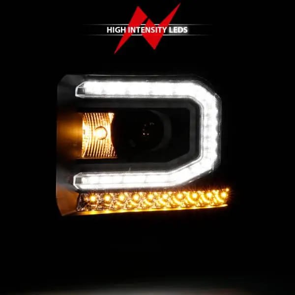 ANZO 2016-2019 GMC Sierra 1500 Projector Headlight Plank Style Black w/ Sequential Amber Signal thumbnail 6