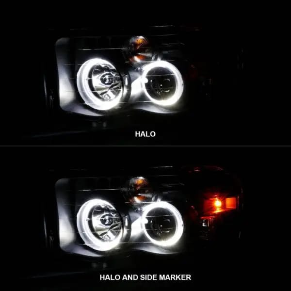 ANZO 2002-2005 Dodge Ram 1500 Projector Headlights w/ Halo Black Clear Amber thumbnail 9