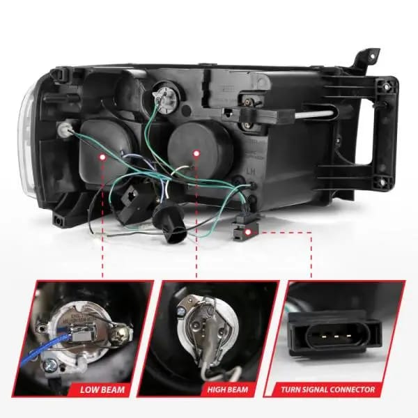 ANZO 2002-2005 Dodge Ram 1500 Projector Headlights w/ Halo Black Clear Amber thumbnail 12