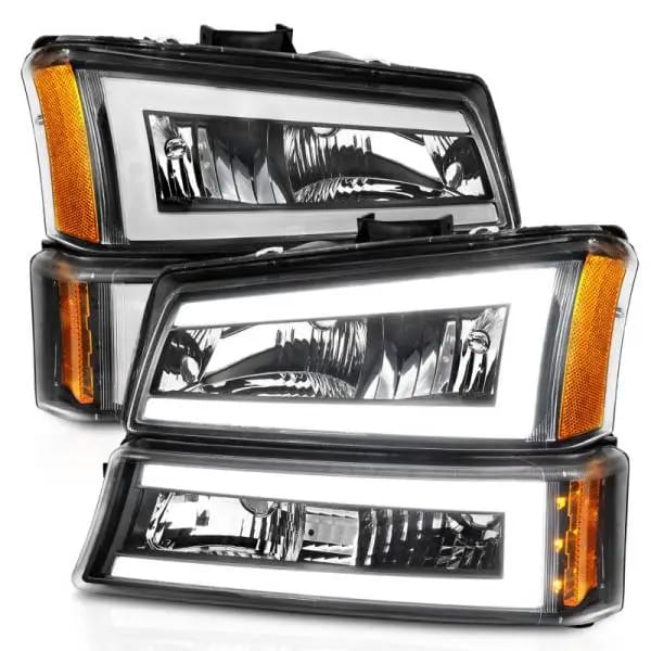 ANZO 2003-2006 Chevrolet Silverado 1500 Crystal Headlights w/ Light Bar Black Housing thumbnail 3