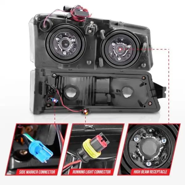 ANZO 2003-2006 Chevrolet Silverado 1500 Crystal Headlights w/ Light Bar Chrome Housing thumbnail 5