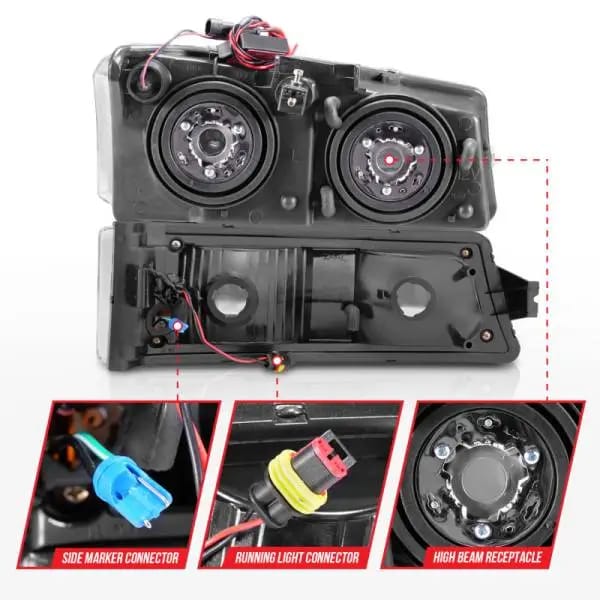 ANZO 2003-2006 Chevrolet Silverado 1500 Crystal Headlights w/ Light Bar Chrome Housing thumbnail 11