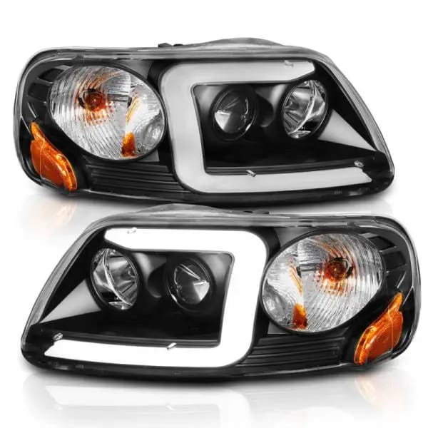 ANZO 1997-2003 Ford F-150 Projector Headlights w/ Light Bar Black Housing thumbnail 3