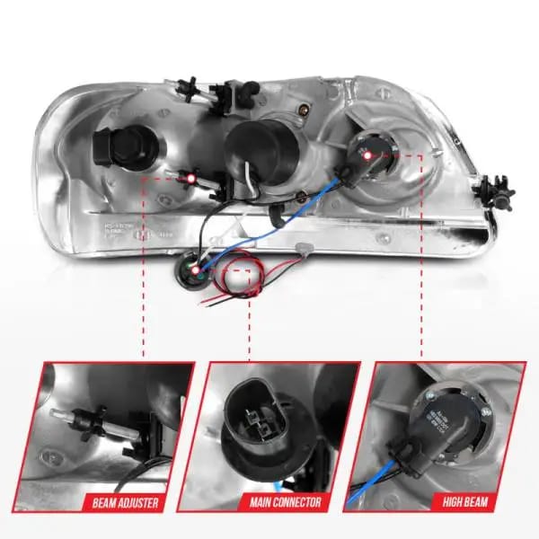 ANZO 1997-2003 Ford F-150 Projector Headlights w/ Light Bar Black Housing thumbnail 5