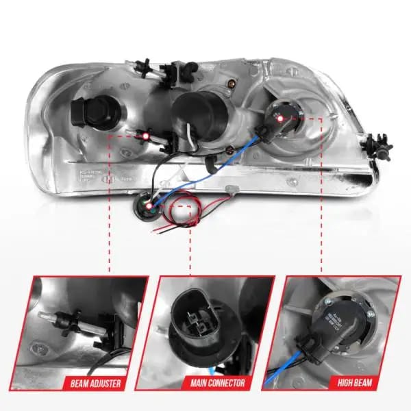 ANZO 1997-2003 Ford F-150 Projector Headlights w/ Light Bar Black Housing thumbnail 11
